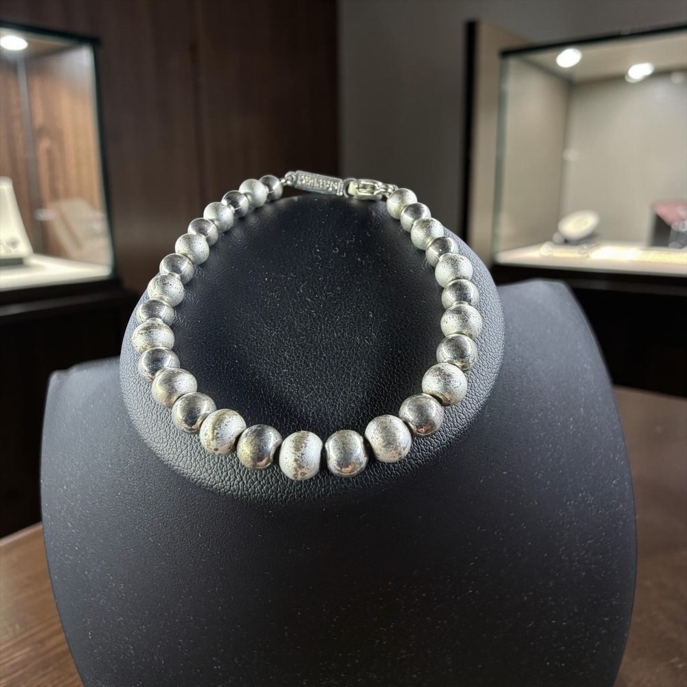 Napier Silver Tone Beaded Bracelet Vintage Textured Round Bead Lobster Clasp